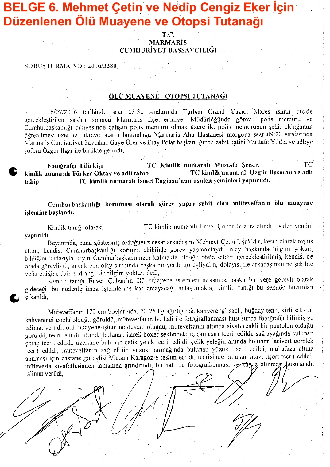 Ölü Muayene ve Otopsi Tutanağı — ilk sayfa